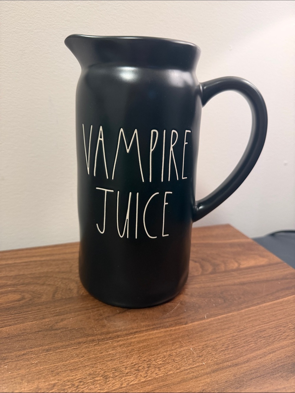 NWOT Rae Dunn Artisan Collection Vampire Juice Halloween Black Pitcher